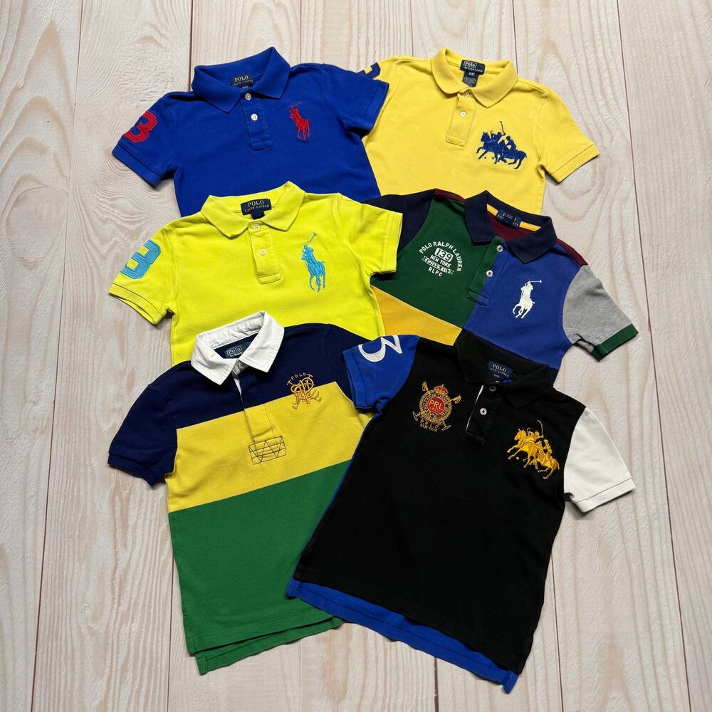 Lot of 6 Polo Ralph Lauren Boys Toddler 4/4T Rugby Big Pony Collared Polo Shirt